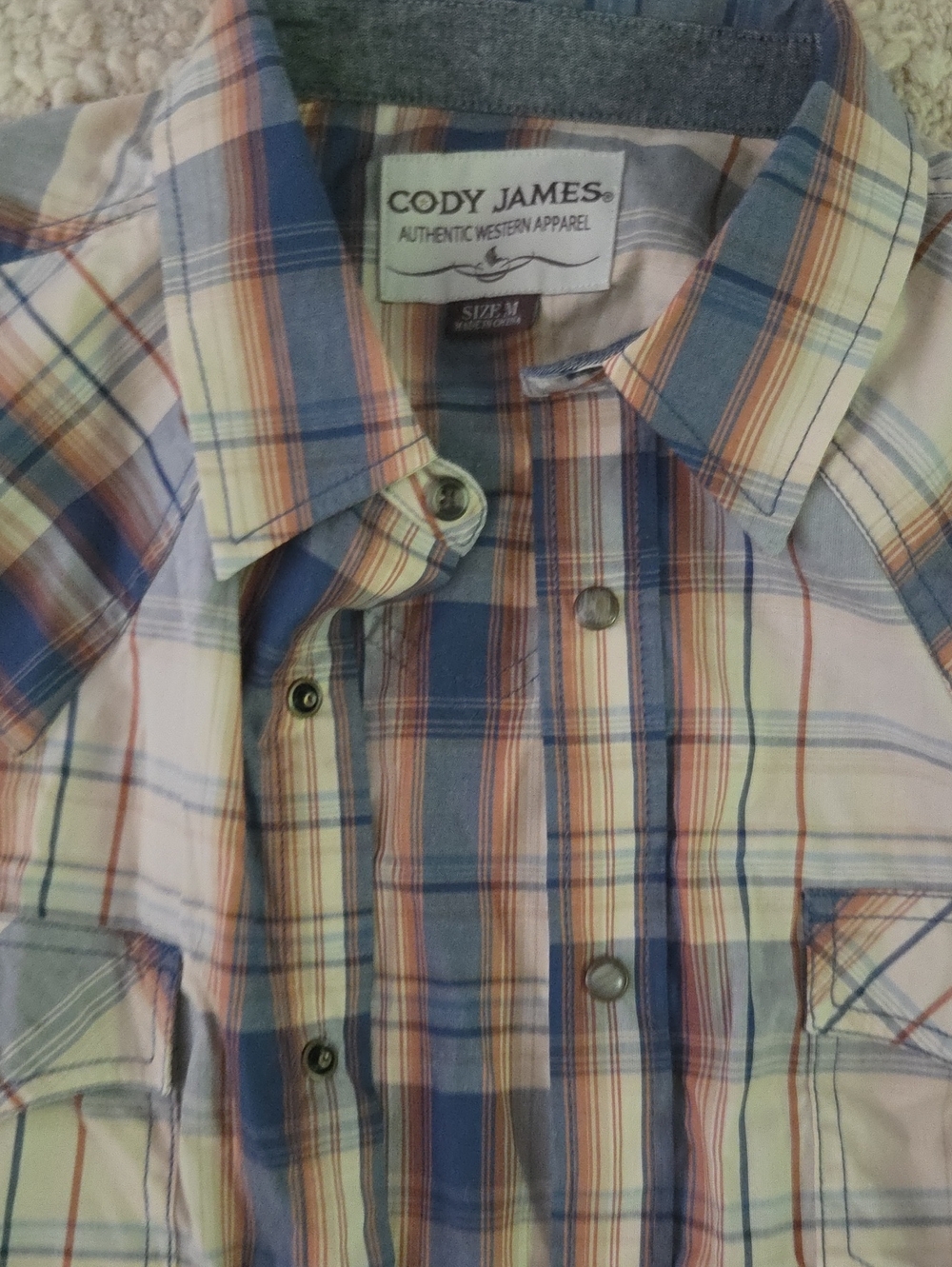 Cody James Men's Blue & Orange Plaid Casual Button-Down Shirt